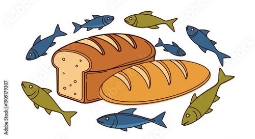 Delicious bread and fresh fish for a healthy meal