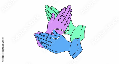 Diverse hands coming together in a collaborative gesture