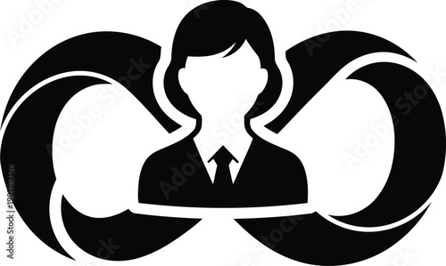 Businesswoman Infinity Loop Icon, Continuous Improvement and Agile Workflow Concept Vector