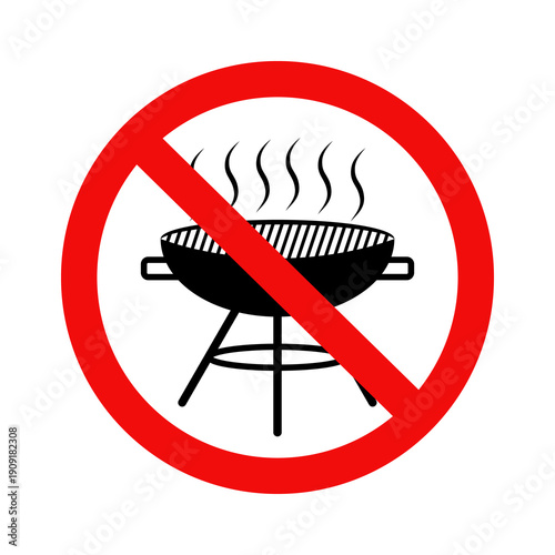 No barbecue sign, No bbq allowed sign. Flat vector illustration design