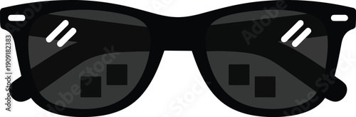 Vector Illustration of Classic Black Wayfarer Sunglasses Isolated on White Background