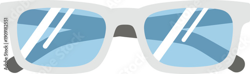 Modern Blue Eyeglasses Icon – Flat Vector Illustration of Stylish Transparent Glasses Frame