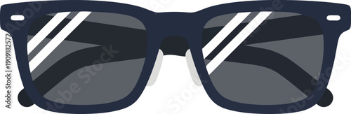 Modern Black Wayfarer Sunglasses Vector Illustration Isolated on White Background