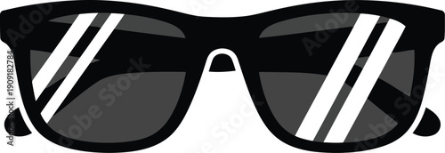 Stylish Black Sunglasses Icon Isolated on White Background, Modern Summer Eyewear Vector Illustration