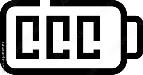 Battery icon showing three segments representing a full charge, symbolizing full power, energy, and optimal status for electronic devices on a clean white background