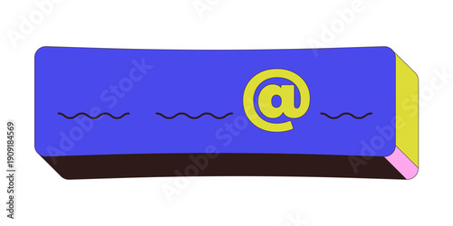 Email input field with at symbol 2D cartoon object. E-mail address entry box. Digital login registration UI. Online contact form isolated element flat vector clip art on white. Spot illustration