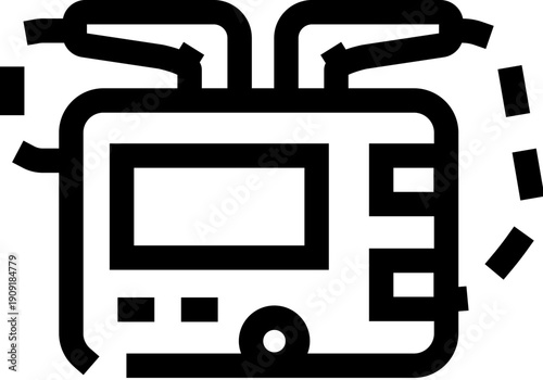 Automated external defibrillator icon representing emergency cardiac care, showing health equipment used for resuscitation and providing life saving medical aid in critical situations