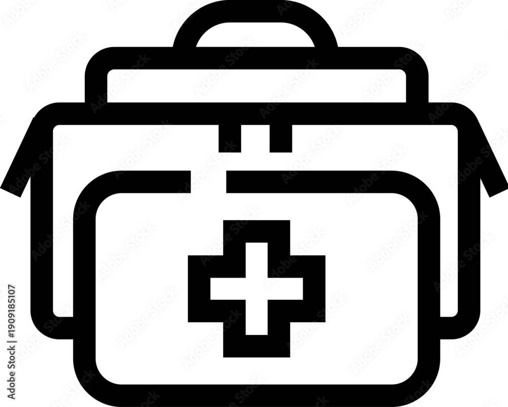 Obraz premium First aid kit icon illustrating health support, immediate response, and essential medical care, signifying emergency preparedness and healthcare services