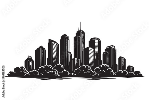 Business district skyline silhouette corporate city atmosphere