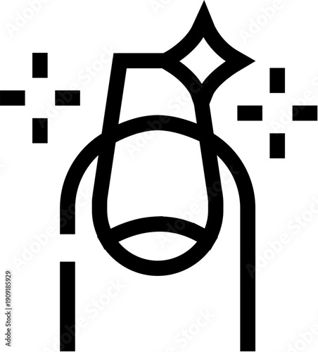 Finger with a well groomed, sparkling polished nail representing manicure, beauty treatment, salon and spa care in a clean, elegant minimal style for cosmetic and fashion use