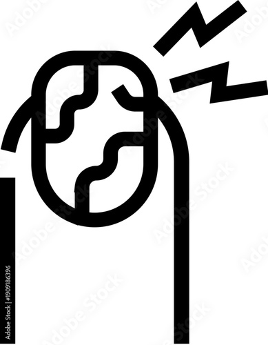 Finger nail showing a fungal infection or onychomycosis, with wavy patterns on the nail plate and lightning bolts indicating pain or discomfort, representing dermatological issues