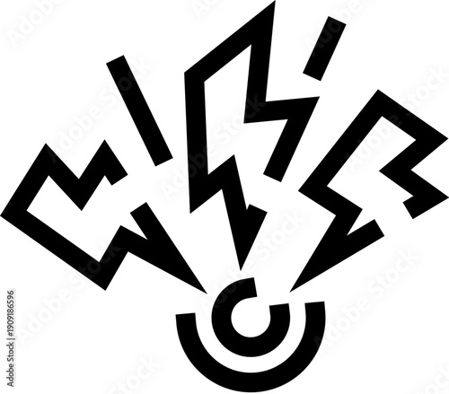 Icon representing chronic or acute pain, discomfort, inflammation, or injury, with radiating energy lines spreading from a central target point, signifying impact or irritation