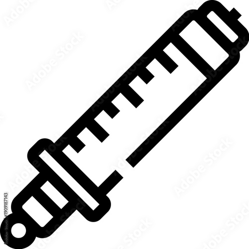 Syringe line icon for medical care, vaccination and drug delivery, minimal black outline vector representing injection, vaccine, lab research, healthcare and illness prevention