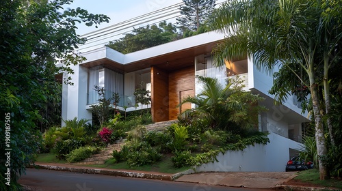 Elegant Villa Exterior in a Secluded Forest / 人里離れた森の中のエレガントなヴィラの外観