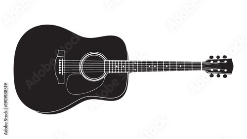 Minimalist black acoustic guitar vector illustration for music and design projects