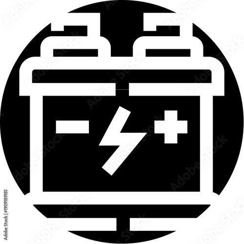 Automotive battery icon representing vehicle starting power, storing electricity for engine ignition and operating electrical components, essential for modern transportation