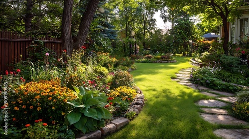 Lush Private Garden with Sun-drenched Path / 日当たりの良い小道のある豊かなプライベートガーデン