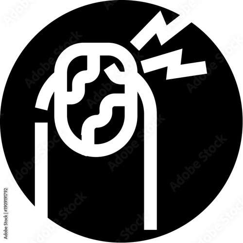 Finger showing a damaged nail with a painful sensation indicated by lightning bolts, representing a common injury or condition like an ingrown nail in a minimalist icon design