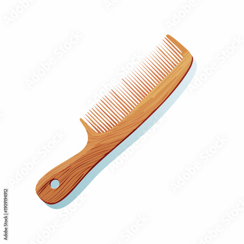 Stylishly crafted wooden comb, an essential grooming tool for maintaining healthy hair and a polished appearance, depicted as a simple yet elegant illustration