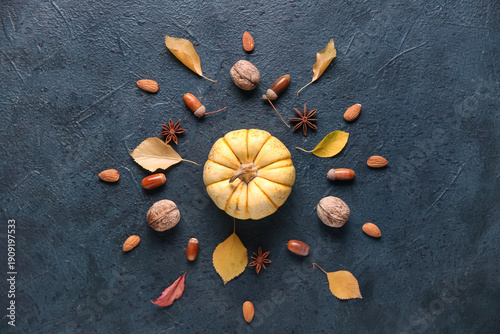 Fresh pumpkin with autumn l...