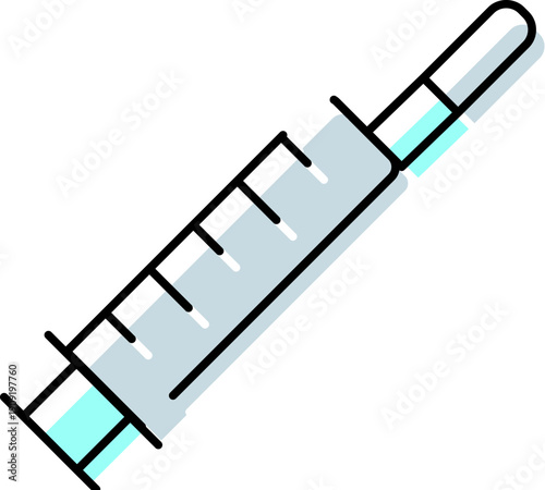 Syringe icon representing medical treatment, healthcare, vaccination, and drug delivery, offering a clean graphic for various health related design and informational purposes