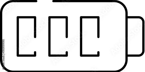 Battery icon representing full power and energy status for electronic devices, illustrating charging levels and electrical capacity in simple line art style