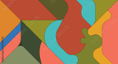 Vibrant abstract geometric shapes in various colors and patterns.