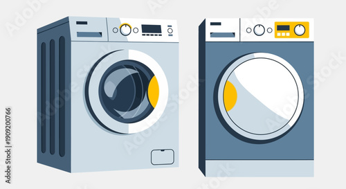 Modern washing machine and dryer illustration.