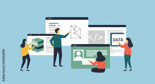 Team of Developers Collaborating on Software Development Project.