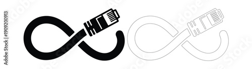 Infinite connection symbol formed by a network cable, representing endless data flow.