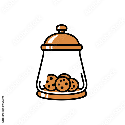 Cookie jar filled with chocolate chip cookies in modern design  