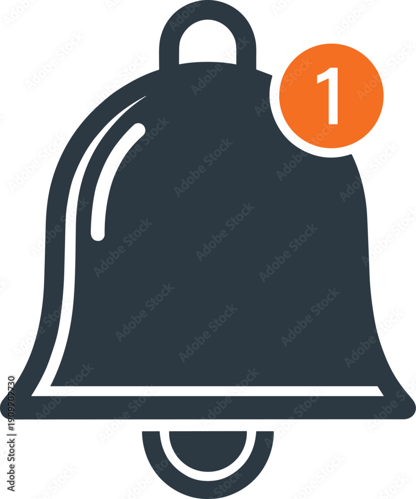 Obraz premium Notification bell icon with alert badge, digital interface symbol, new message update design, modern vector illustration for user interface graphics