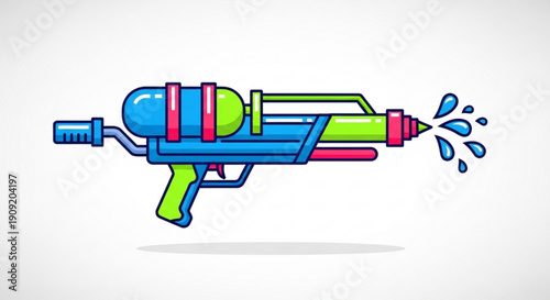 Colorful water gun with droplets toy weapon for fun and playful water battles in summer