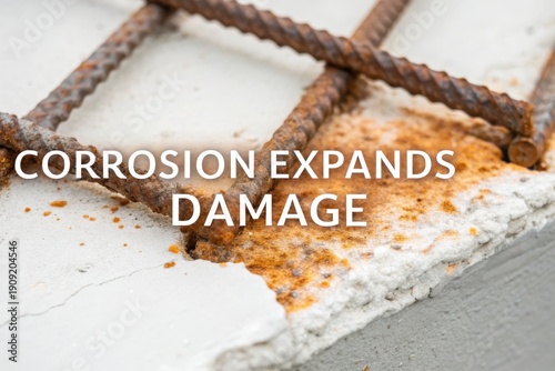 Rusty Rebar Bleeding Corrosion on Concrete Surface