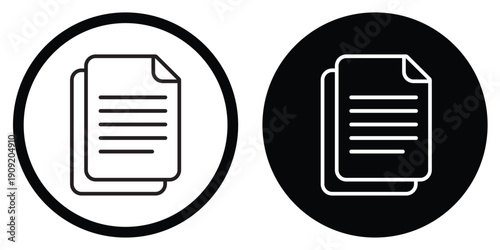 Minimalist vector icons of stacked paper documents, symbolizing file management, data storage, and documentation. Perfect for office, administration, and digital filing concepts.