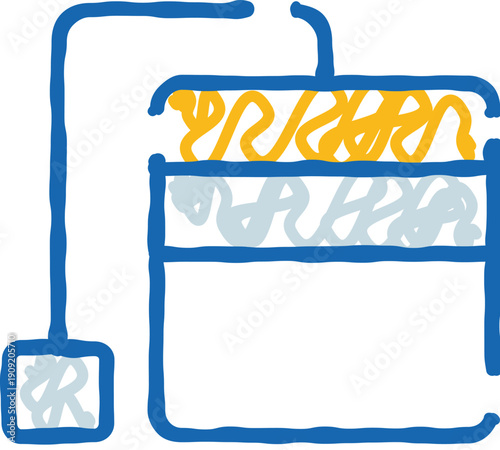 Tea bag steeping in a cup hot beverage infusion doodle icon representing the process of brewing herbal or black tea, symbolizing relaxation and comfort