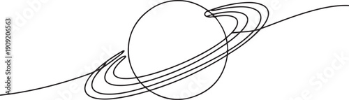 Continuous one line drawing Saturn Planet. Vector illustration, Continuous one line drawing planet Saturn.one line icon illustration with white background