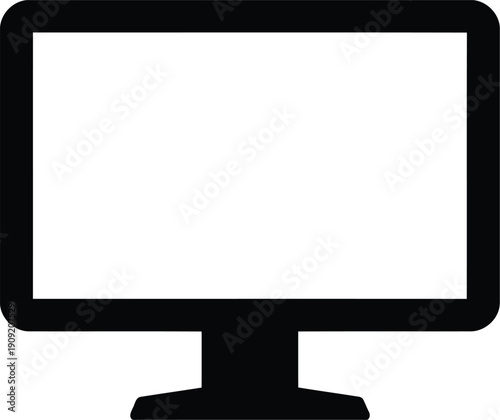 Minimalist black and white computer monitor icon isolated 