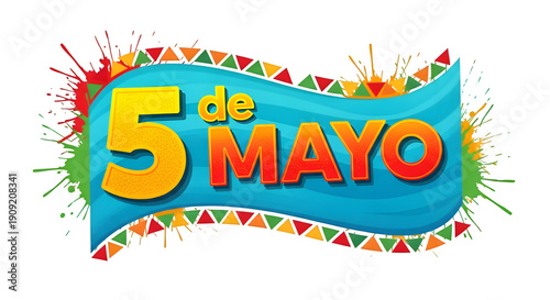Vibrant 5 de mayo celebration graphic isolated on transparent background