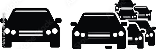 Car and Traffic Jam Icon Collection Auto Driving Transport Set