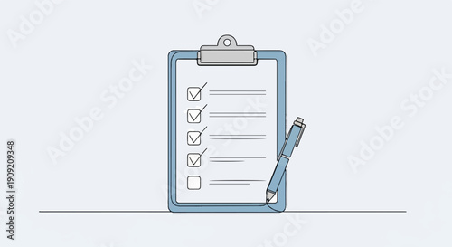 A checklist on a clipboard with a pen to complete tasks