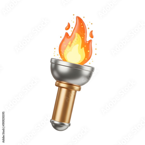 A torch with a flame burning brightly.