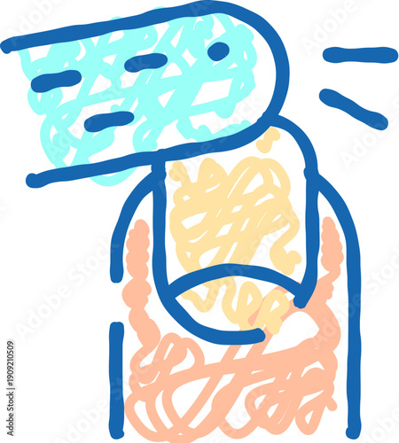 Manicure illustration depicting a persons finger and nail receiving a cosmetic application, possibly a spray or liquid polish, for beauty and hygiene