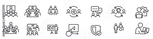 business meeting icons vector design