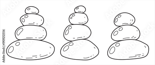 group of stone rock pyramid and balance with stability 