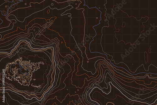 Dark Topographic Contour Lines Abstract Terrain Background