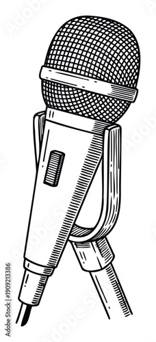 Professional vocal microphone used for live music performances, public speaking engagements, podcast recording sessions, and studio voiceover work, essential sound equipment for media