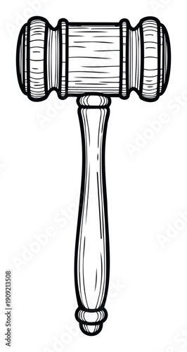 Classic wooden judge gavel symbol of justice and law for legal presentations courtroom proceedings and professional branding applications.