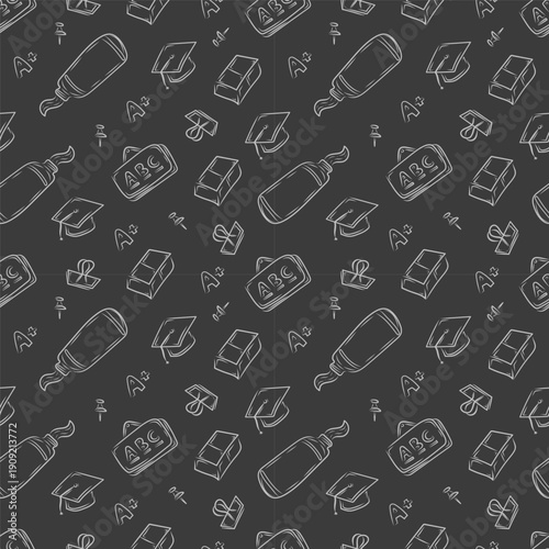 doodle education pattern. hand drawn school and education background