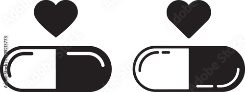 Medicine drug capsule with love and heart concept